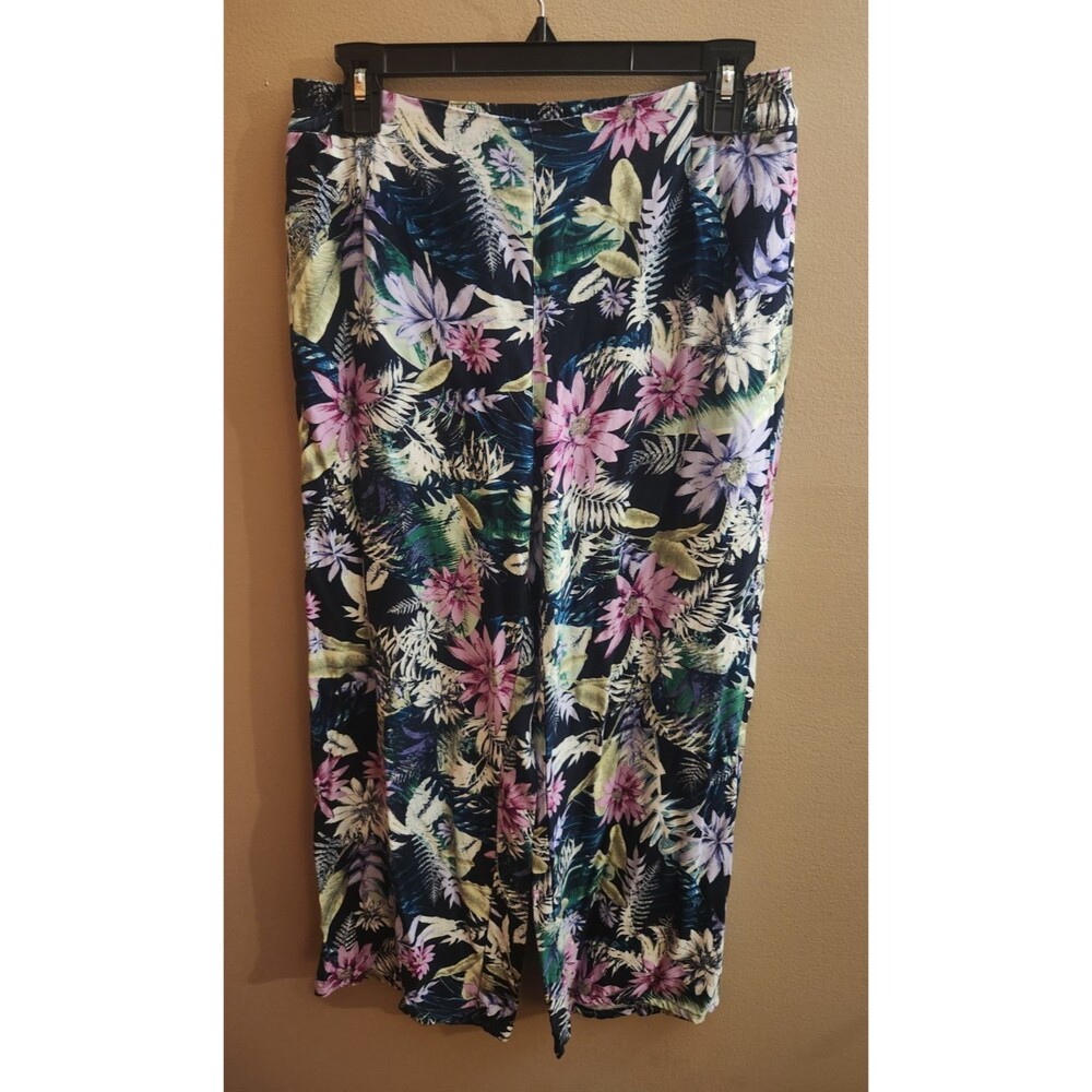J. Jill Women's Floral Wide Leg Pull On Rayon Pants Multicolor Flowers Size XS